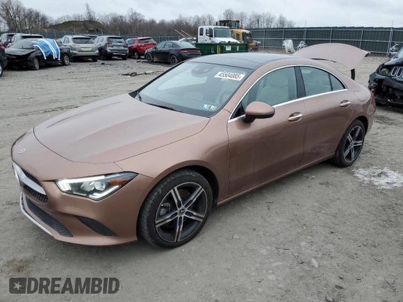 2021 Mercedes-Benz CLA with VIN W1K5J4HB6MN224663, listed as a Copart auction lot 45504085 with 26,663 mi miles and Salvage Title. Bid and sale history available at carsss.com. Image 1.