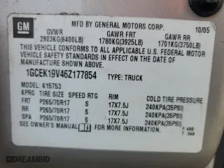 2006 Chevrolet Silverado 1500 LT1 with VIN 1GCEK19V46Z177854, listed as a Copart auction lot 87515875 with 193,619 mi miles and Salvage Title. Bid and sale history available at carsss.com. Image 14.