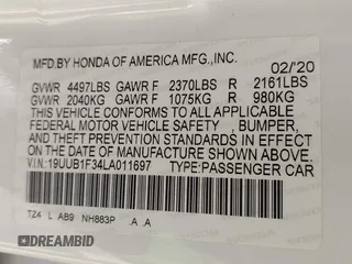 2020 Acura TLX with VIN 19UUB1F34LA011697, listed as a IAAI auction lot 42510365 with 107,645 mi miles and . Bid and sale history available at DreamBid. Image 9.