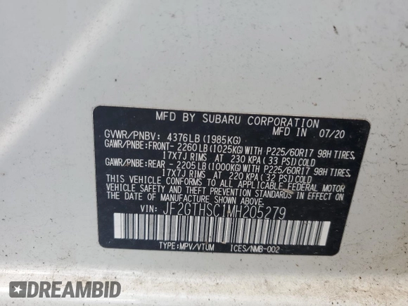 2021 Subaru Crosstrek Special Sports z VIN JF2GTHSC1MH205279, wystawiony jako Copart lot #62260015 z przebiegiem 16 720 mil mil oraz Szkoda całkowita • Salvage title. Historia ofert i sprzedaży dostępna na DreamBid. Obrazek 12.