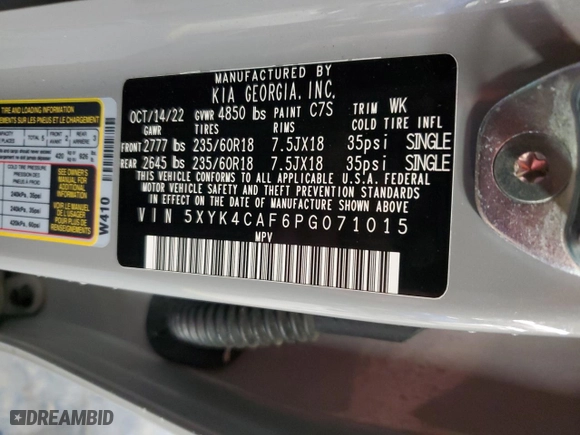 2023 Kia Sportage SX with VIN 5XYK4CAF6PG071015, listed as a Copart auction lot 86543144 with 40789 miles and Non Repairable. Bid and sale history available at carsss.com. Image 13.