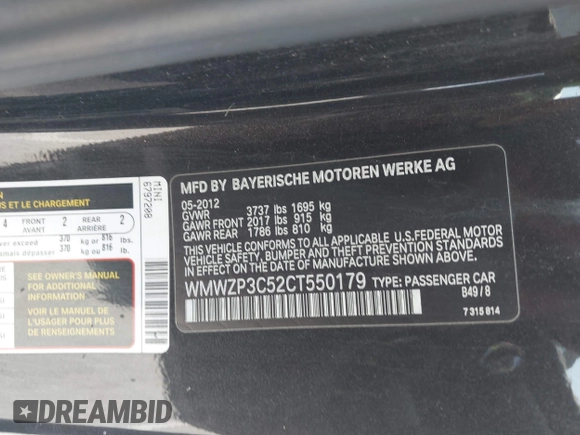 2012 MINI Convertible S с VIN WMWZP3C52CT550179, выставлен на аукционе IAAI как лот 42046285 с пробегом 87 718 миль миль и . История ставок и продаж доступна на DreamBid. Изображение 9.