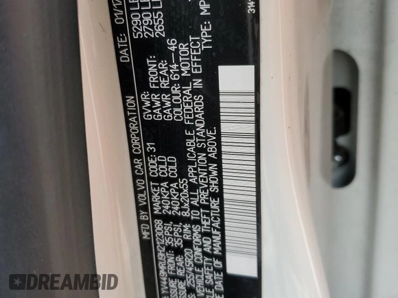 2017 Volvo XC60 Inscription z VIN YV449MRU9H2123068, wystawiony jako Copart lot #56683195 z przebiegiem 119 646 mil mil oraz Szkoda całkowita • Salvage title. Historia ofert i sprzedaży dostępna na DreamBid. Obrazek 12.