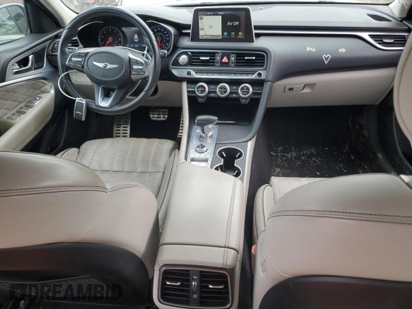 2019 Genesis G70 3.3T Advanced with VIN KMTG34LE5KU034162, listed as a Copart auction lot 46325915 with 76,555 mi miles and Salvage Title. Bid and sale history available at carsss.com. Image 8.