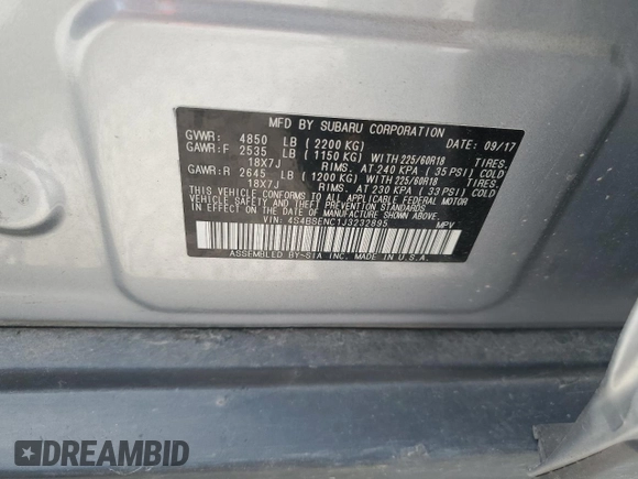 2018 Subaru Outback Limited with VIN 4S4BSENC1J3232895, listed as a Copart auction lot 62303645 with 98,176 mi miles and Salvage title. Bid and sale history available at DreamBid. Image 13.