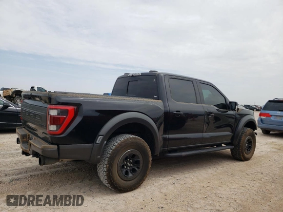 2021 Ford F-150 Raptor with VIN 1FTFW1RG9MFC63220, listed as a Copart auction lot 55026964 with 47,900 mi miles and Salvage Title. Bid and sale history available at carsss.com. Image 3.