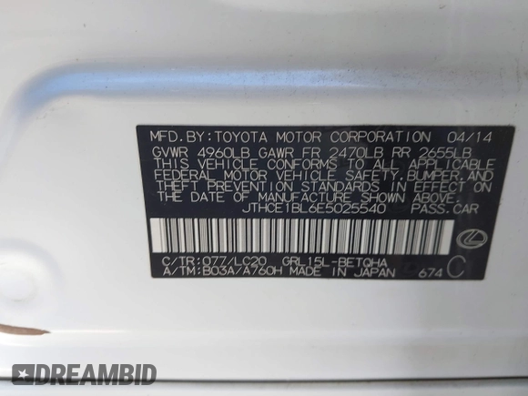 2014 Lexus GS 350 with VIN JTHCE1BL6E5025540, listed as a IAAI auction lot 41725095 with 91,907 mi miles. Bid and sale history available at carsss.com. Image 9.