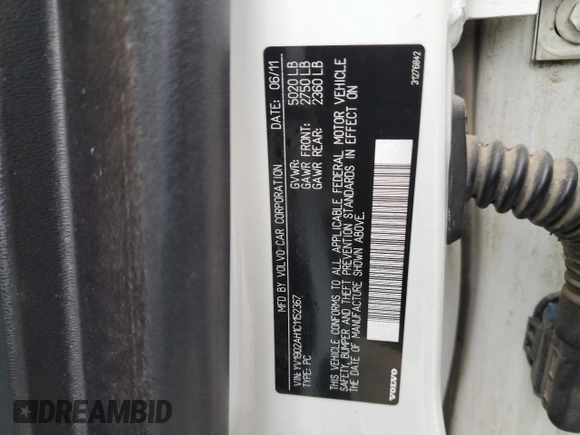 2012 Volvo S80 3.0L с VIN YV1902AH1C1152367, выставлен на аукционе Copart как лот 81644574 с пробегом 268 168 миль миль и Списание • Salvage title. История ставок и продаж доступна на DreamBid. Изображение 12.