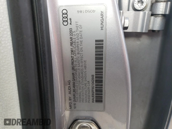 2016 Audi A3 2.0T Premium Plus with VIN WAUE8GFF9G1042848, listed as a Copart auction lot 49494765 with 120,309 mi miles and Salvage Title. Bid and sale history available at carsss.com. Image 13.
