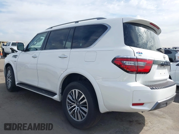2021 Nissan Armada SV with VIN JN8AY2AC9M9147618, listed as a IAAI auction lot 41888117 with 34,495 mi miles. Bid and sale history available at carsss.com. Image 3.
