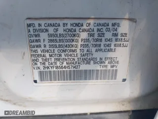 2004 Honda Pilot EX with VIN 2HKYF18564H571427, listed as a IAAI auction lot 41867906 with 359,577 mi miles. Bid and sale history available at carsss.com. Image 9.