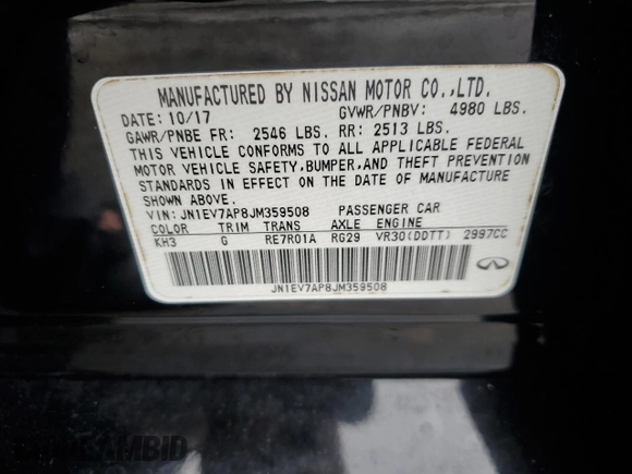 2018 Infiniti Q50 Sport with VIN JN1EV7AP8JM359508, listed as a Copart auction lot 87256854 with Not Provided miles and Salvage Title. Bid and sale history available at carsss.com. Image 12.