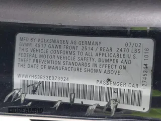 2003 Volkswagen Passat GLX with VIN WVWYH63B23E073924, listed as a IAAI auction lot 41447079 with 160,263 mi miles. Bid and sale history available at carsss.com. Image 9.