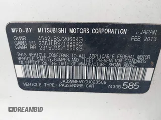 2013 Mitsubishi Lancer Evolution GSR z VIN JA32W8FV0DU023509, wystawiony jako IAAI lot #42222552 z przebiegiem 128 030 mil mil oraz . Historia ofert i sprzedaży dostępna na DreamBid. Obrazek 9.
