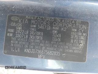 2007 Kia Sorento LX z VIN KNDJD736875682835, wystawiony jako IAAI lot #42145276 z przebiegiem 151 978 mil mil oraz . Historia ofert i sprzedaży dostępna na DreamBid. Obrazek 9.