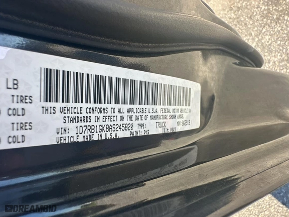 2010 Dodge Ram 1500 ST with VIN 1D7RB1GK8AS245820, listed as a Copart auction lot 86295174 with 226,306 mi miles and Clean Title. Bid and sale history available at carsss.com. Image 10.