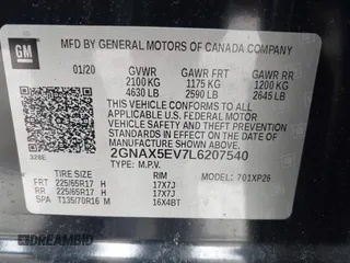 2020 Chevrolet Equinox LS z VIN 2GNAX5EV7L6207540, wystawiony jako IAAI lot #41954763 z przebiegiem 72 082 mil mil oraz . Historia ofert i sprzedaży dostępna na DreamBid. Obrazek 9.