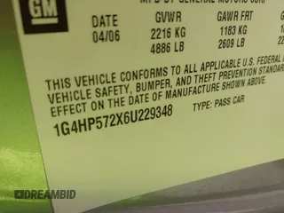 2006 Buick Lucerne CX with VIN 1G4HP572X6U229348, listed as a IAAI auction lot 41762309 with 186,944 mi miles and . Bid and sale history available at DreamBid. Image 9.
