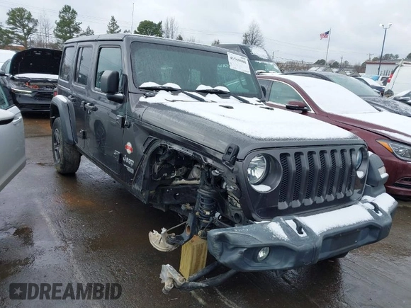 2019 Jeep Wrangler Unlimited Sport S with VIN 1C4HJXDG5KW505015, listed as a IAAI auction lot 41560088 with 54,193 mi miles and . Bid and sale history available at DreamBid. Image 1.