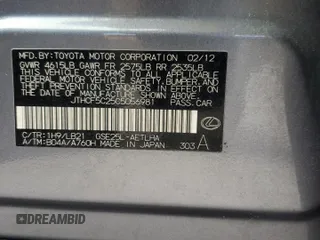 2012 Lexus IS 250 z VIN JTHCF5C25C5056981, wystawiony jako Copart lot #59938865 z przebiegiem 263 985 mil mil oraz Szkoda całkowita • Salvage title. Historia ofert i sprzedaży dostępna na DreamBid. Obrazek 13.