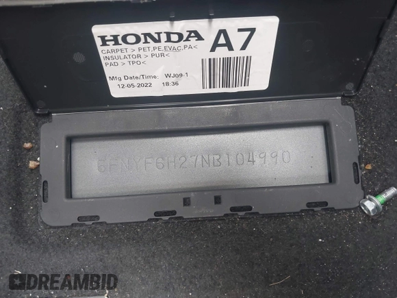 2022 Honda Pilot Special Edition with VIN 5FNYF6H27NB104990, listed as a IAAI auction lot 42219770 with 23,200 mi miles and . Bid and sale history available at DreamBid. Image 20.