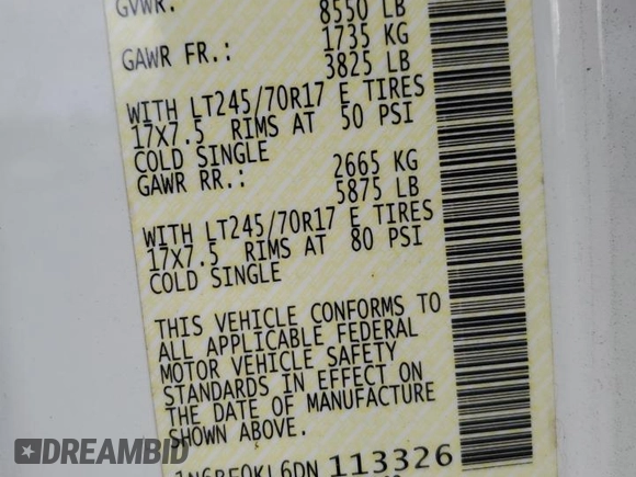 2013 Nissan NV S z VIN 1N6BF0KL6DN113326, wystawiony jako Copart lot #59023175 z przebiegiem 75 032 mil mil oraz Czysty tytuł • Clean title. Historia ofert i sprzedaży dostępna na DreamBid. Obrazek 13.