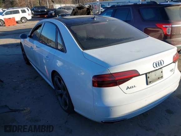 2018 Audi A8 L with VIN WAU44AFD7JN000598, listed as a IAAI auction lot 41313616 with 112,811 mi miles. Bid and sale history available at carsss.com. Image 3.