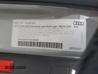 2019 Audi S4 Premium Plus with VIN WAUB4AF40KA028405, listed as a Copart auction lot 72173754 with 96,904 mi miles and Salvage Title. Bid and sale history available at carsss.com. Image 14.