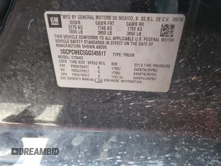 2016 Chevrolet Silverado 1500 Work Truck with VIN 3GCPCNEC5GG345617, listed as a IAAI auction lot 41117948 with Not Provided miles and . Bid and sale history available at DreamBid. Image 9.