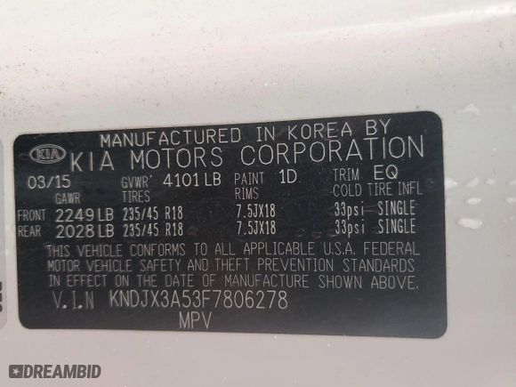 2015 Kia Soul ! with VIN KNDJX3A53F7806278, listed as a Copart auction lot 45153515 with 75,512 mi miles and Salvage Title. Bid and sale history available at carsss.com. Image 12.