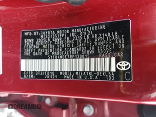 2024 Toyota Corolla LE with VIN 5YFB4MDE7RP130015, listed as a Copart auction lot 56110895 with 34,062 mi miles and Salvage title. Bid and sale history available at DreamBid. Image 12.