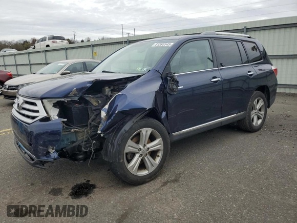 2012 Toyota Highlander Limited with VIN 5TDDK3EH4CS161514, listed as a Copart auction lot 51595545 with 162,068 mi miles and Salvage Title. Bid and sale history available at carsss.com. Image 1.
