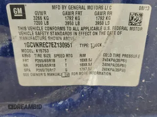 2014 Chevrolet Silverado 1500 LT with VIN 1GCVKREC7EZ130951, listed as a Copart auction lot 53956355 with 182,755 mi miles and Clean Title. Bid and sale history available at DreamBid. Image 14.