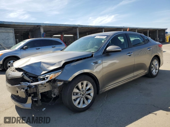 2017 Kia Optima LX with VIN 5XXGT4L38HG139046, listed as a Copart auction lot 57180555 with 105,007 mi miles and Clean title. Bid and sale history available at DreamBid. Image 1.