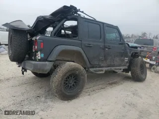 2018 Jeep Wrangler Unlimited Sport with VIN 1C4HJXDG4JW163183, listed as a Copart auction lot 45797205 with 96,979 mi miles and Salvage Title. Bid and sale history available at carsss.com. Image 3.