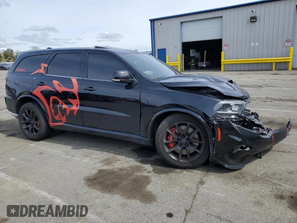 2021 Dodge Durango SRT Hellcat with VIN 1C4SDJH98MC689327, listed as a Copart auction lot 52169015 with 53,009 mi miles and Salvage title. Bid and sale history available at DreamBid. Image 4.
