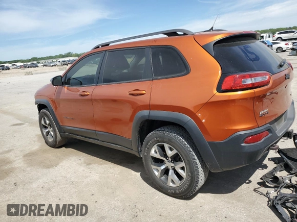 2015 Jeep Cherokee Trailhawk with VIN 1C4PJMBS5FW523019, listed as a Copart auction lot 55527955 with 107,503 mi miles and Salvage title. Bid and sale history available at DreamBid. Image 2.