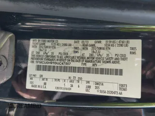 2013 Ford Escape SEL с VIN 1FMCU0H91DUC47557, выставлен на аукционе IAAI как лот 42361844 с пробегом 162 760 миль миль и . История ставок и продаж доступна на DreamBid. Изображение 9.