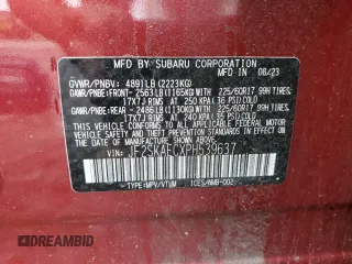 2023 Subaru Forester Premium z VIN JF2SKAECXPH539637, wystawiony jako Copart lot #58744975 z przebiegiem 29 311 mil mil oraz Szkoda całkowita • Salvage title. Historia ofert i sprzedaży dostępna na DreamBid. Obrazek 14.