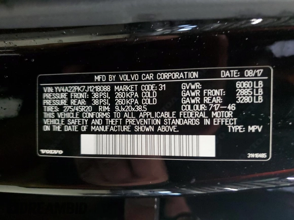 2018 Volvo XC90 Momentum z VIN YV4A22PK7J1218088, wystawiony jako Copart lot #58251775 z przebiegiem 169 073 mil mil oraz Tytuł czysty. Historia ofert i sprzedaży dostępna na DreamBid. Obrazek 13.