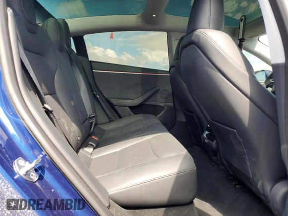 2025 Tesla Model 3 Long Range with VIN 5YJ3E1EB1SF950242, listed as a Copart auction lot 55609035 with 1,344 mi miles and Salvage title. Bid and sale history available at DreamBid. Image 10.