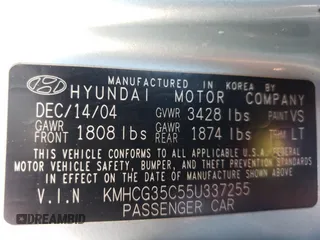 2005 Hyundai Accent GLS with VIN KMHCG35C55U337255, listed as a Copart auction lot 43761985 with 192,585 mi miles and Salvage Title. Bid and sale history available at carsss.com. Image 14.