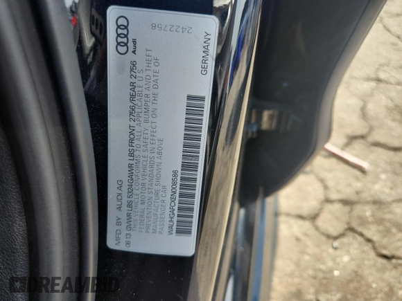 2014 Audi A6 Prestige with VIN WAUHGAFCXEN008586, listed as a Copart auction lot 60304815 with 133,577 mi miles and Salvage title. Bid and sale history available at DreamBid. Image 12.