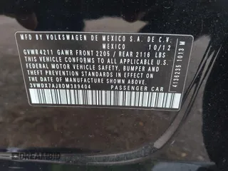 2013 Volkswagen Jetta SE с VIN 3VWDX7AJ8DM389404, выставлен на аукционе IAAI как лот 42357849 с пробегом 163 864 миль миль и . История ставок и продаж доступна на DreamBid. Изображение 9.