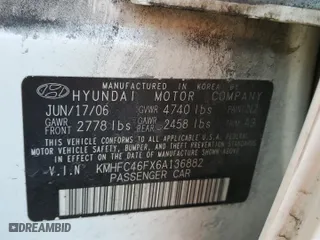 2006 Hyundai Azera SE with VIN KMHFC46FX6A136882, listed as a Copart auction lot 77377864 with 165,124 mi miles and Salvage Title. Bid and sale history available at carsss.com. Image 12.