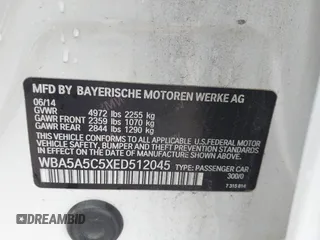 2014 BMW 5 Series 528i with VIN WBA5A5C5XED512045, listed as a IAAI auction lot 42152735 with 180,168 mi miles. Bid and sale history available at carsss.com. Image 9.