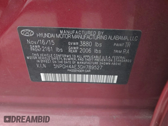2016 Hyundai Elantra SE with VIN 5NPDH4AE3GH789527, listed as a IAAI auction lot 42441097 with 197,608 mi miles and . Bid and sale history available at DreamBid. Image 9.