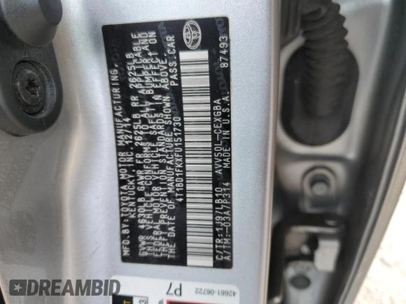 2015 Toyota Camry LE with VIN 4T1BD1FKXFU151730, listed as a Copart auction lot 54393225 with 219,892 mi miles and Salvage title. Bid and sale history available at DreamBid. Image 12.
