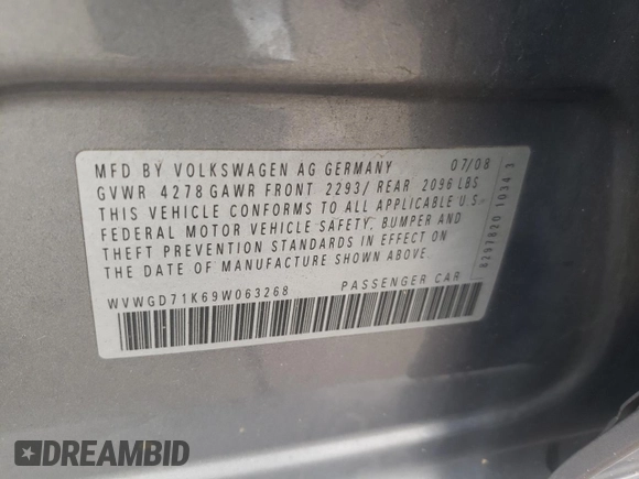 2009 Volkswagen GTI z VIN WVWGD71K69W063268, wystawiony jako Copart lot #66230814 z przebiegiem 121 471 mil mil oraz Czysty tytuł • Clean title. Historia ofert i sprzedaży dostępna na DreamBid. Obrazek 12.