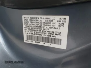 2010 Honda Odyssey LX with VIN 5FNRL3H21AB021724, listed as a IAAI auction lot 41930680 with 46,011 mi miles and . Bid and sale history available at DreamBid. Image 9.